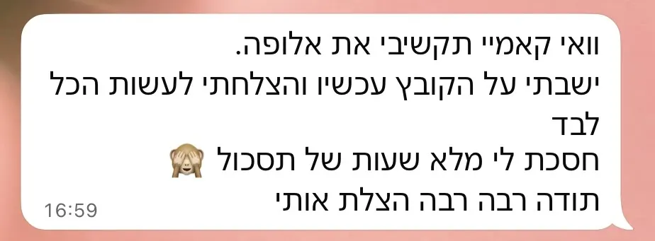 עדות לקוחה - שיחת ווטסאפ